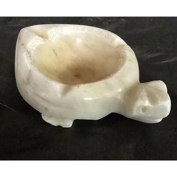 Vintage Mid Century Modern Elegant Marble Carved Turtle Ashtray Retro MCM - Picture 6 of 9